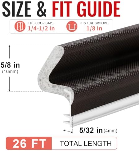 Litaibai 26 ft Kerf Weather Stripping Door Seal for Exterior Doors, Brown
