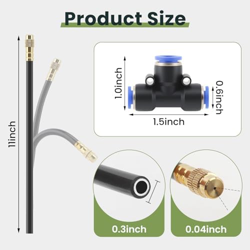 200Ft Drip Irrigation System,1/4" 360°Bendable Fast-Lock Tubing with40pcs Adjustable Misting Copper Nozzles, Automatic Leak-Resistant Watering Spray Kit for Garden,Compatible with 3/4" & 1/2" Hose