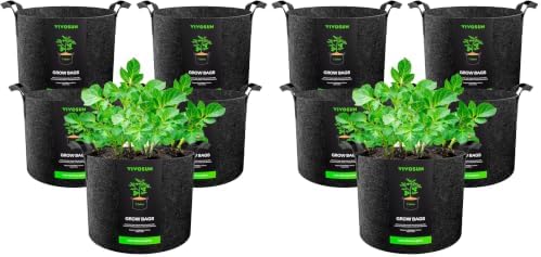 VIVOSUN 10-Pack 7 Gallon Plant Grow Bags, Heavy Duty Thickened Nonwoven Fabric Pots with Handles