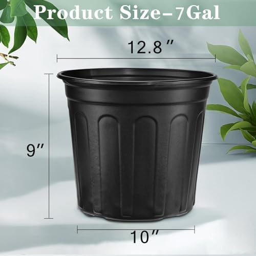 RAOOKIF 7 Gallon Nursery Pots, Flexible 7 Gallon Pots for Plants, Plastic Plant Pots for Seedling, Cuttings, Succulents, Transplanting (7gallon-10pack)