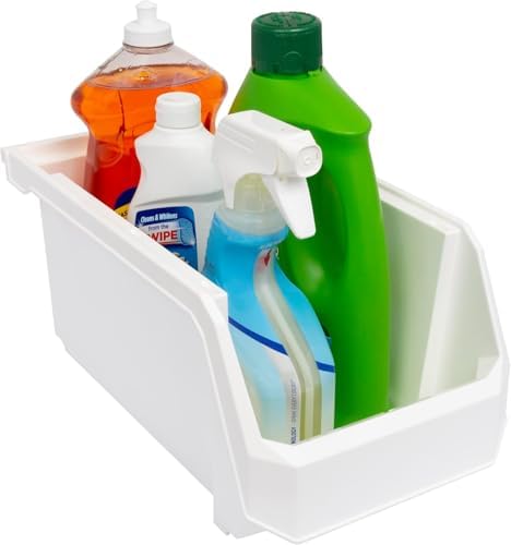 ReadySpace Large Stackable Plastic Storage Bins, 6-Pack, White
