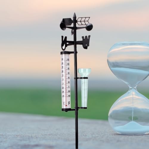 GALPADA 2 Sets 3-in-1 Outdoor Weather Station Measuring Wind Direction and Rainfall with Thermometer, Plastic Material for Garden Decoration and Farm Planting
