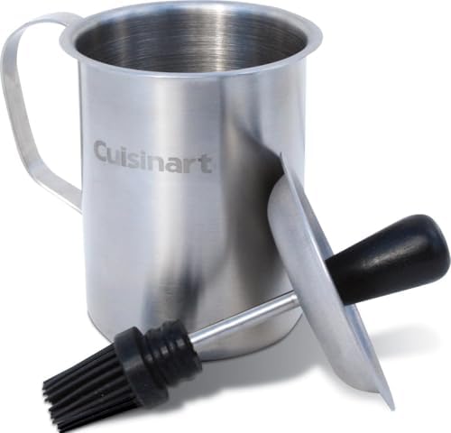 Cuisinart Sauce Pot and Basting Brush Set, 16 oz. Stainless Steel Grill Accessory with Silicone Basting Brush for Cooking & BBQ, Easy to Clean BBQ Accessories for Smoking and Grilling