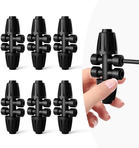 1/2 Inch to 1/4 Inch Barbed Tee Connectors, Drip Irrigation Reducing T Fittings for Main Line to Branch Line Conversion, Quick-Install Leak-Free Irrigation Connectors, 6 Pack