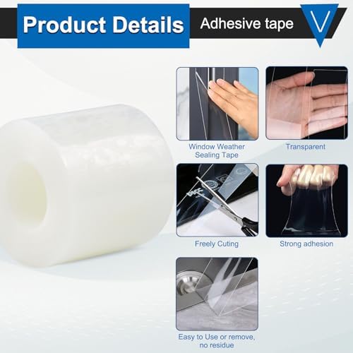 Window Insulation Tape for Winter Heavy Duty Weather Stripping Sealing Film Tape Draft Stopper 3 in x 105 Ft Keep Warm & Save Energy Easy Apply & Remove for Doors and Windows