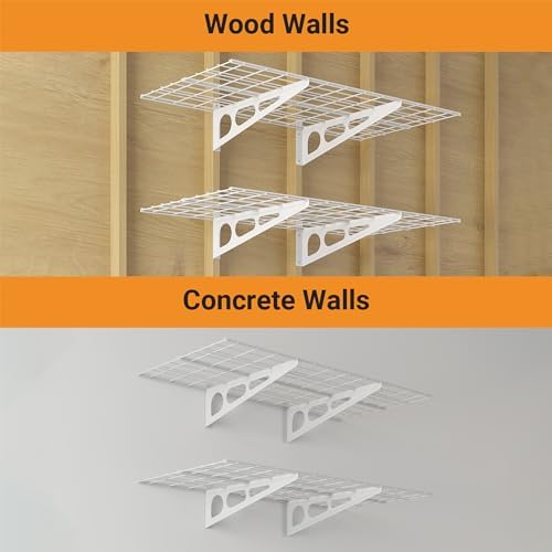 Garage Shelving, 2-Pack 2x4 ft Garage Wall Shelving, 600 lbs, White