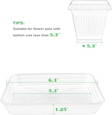 6 Inch 4 Pack Square Plant Saucer Tray, Heavy Duty Plastic Plant Saucers for Indoors Outdoor, Flower Planter Drip Trays for Pots, 6 8 10 12 14 16 18 20 inch, Growing Trays (6"-Black)