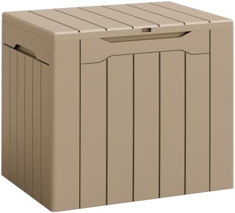 Flamaker Deck Box 30 Gallon, Waterproof Resin Small Storage Box with Lid