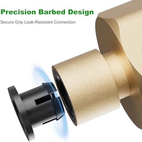 1/4 Inch Brass Drip Irrigation Connector, Barbed Brass Fitting for 1/4" Tubing, Leak-Resistant Adapter for Garden & Drip Irrigation Systems, 2 Pack
