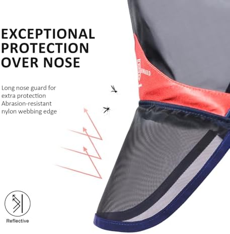 Harrison Howard Pro Luminous Horse Fly Mask Large Eye Space Full Face UV Protection for Horse Coral Orange/Navy S