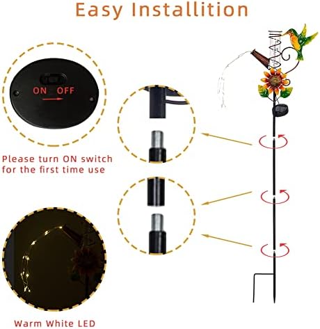 Stargarden Rain Gauge Outdoor-36 Inch Hummingbird Solar Rain Gauge