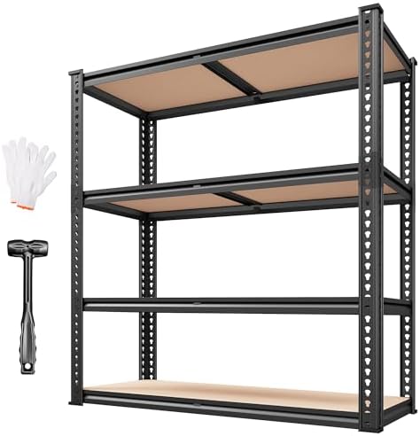 REIBII 40" W Garage Shelving with Rolled-Edge Columns for Basement Pantry