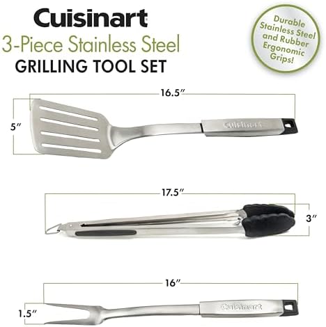 Cuisinart CGS-333 Professional Grill Tool Set (3-Piece),Black and Stainless Steel