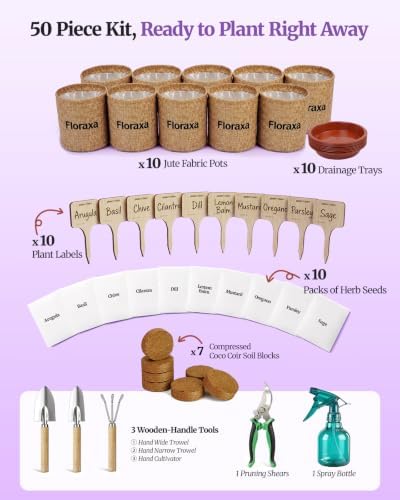 Planters' Choice Herb Growing Starter Kit, Windowsill Indoor Garden Set, Best Birthday & Housewarming Gift for Women