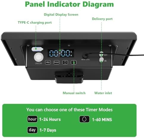 49FT Solar Drip Irrigation Kit, Digital Screen for 15 Pots