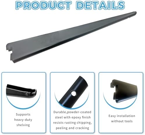 7-Inch Adjustable Double-Track Wire Shelf Brackets, 10 Pack, Black