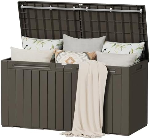 Flamaker Resin Deck Box 100 Gallon Large Outdoor Storage Box Waterproof
