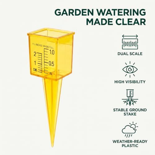 Yellow Mini Portable Sprinkler and Rain Gauge Wide Mouth Bright Yellow Outdoor Water Measuring Tool,for Lawn Yard Outdoor Home Sprinkler Gauge,Pack Thermometers and Weather Instruments,Rain Gauges