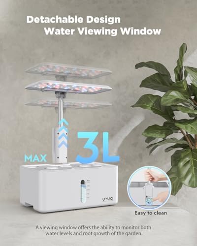 URUQ 8 Pods Hydroponics Growing System with LED Grow Light - White