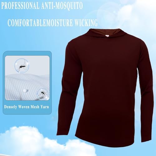 LeeHanTon Men's Sun Shirts Sun Protection Hoodie Shirt UPF 50+ Long Sleeve Work Athletic Shirt with Hooded for Fishing Hiking