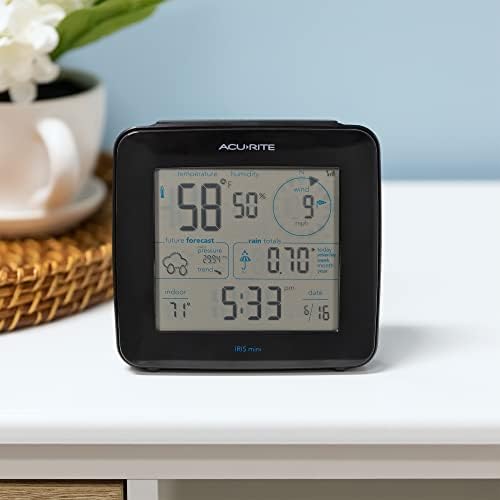 AcuRite Iris Weather Station with Mini Wireless Display for Temperature, Humidity, Wind Speed, Wind Direction, Historic Rainfall Totals, and Hyperlocal Forecast with Built-in Barometer (01122M)