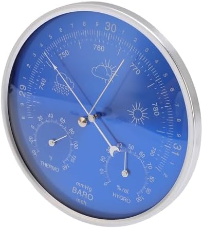 LiebeWH All Season Thermometer Barometer Hygrometer Easy to Read Weather Instrument Blue 180mm