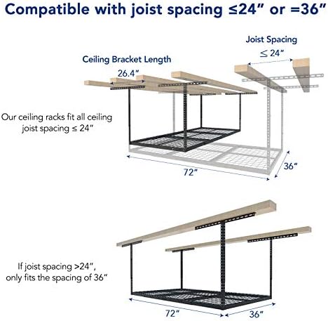 FLEXIMOUNTS 3x6 Overhead Garage Ceiling Storage Rack, 2 Pack, Black
