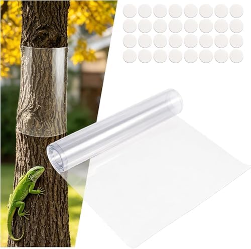 Tree Protector Wrap - Thickened PVC Transparent Tree Guard with Strong Adhesive, Reusable Barrier for Iguana, Rodents and Cats Climbing Prevention (48" x 16")