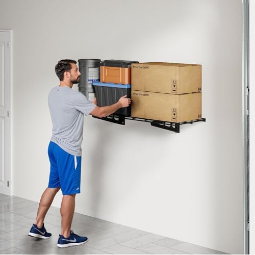 FLEXIMOUNTS 1-Pack 1x3ft Garage Shelving Wall-Mounted Storage Rack, Black