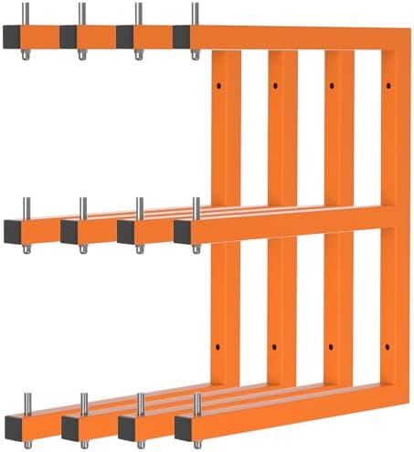 Lumber Rack Wall-Mounted Lumber Storage Rack, Heavy Duty Wood Storage Racks with 6-Level System, 1320 LB Sturdy Garage Wood Organizer, Orange Lumber Metal Racks for Indoor and Outdoor (4 Pack)