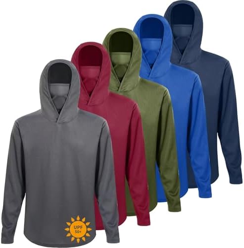 LeeHanTon Men's Sun Shirts Sun Protection Hoodie Shirt UPF 50+ Long Sleeve Work Athletic Shirt with Hooded for Fishing Hiking