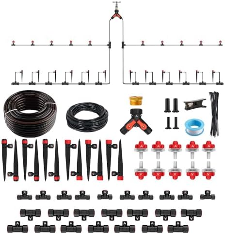 Anleolife 100FT Drip Irrigation Kit, All-in-One Quick-Connect System