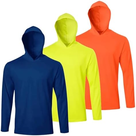 LeeHanTon Men's Sun Shirts Sun Protection Hoodie Shirt UPF 50+ Long Sleeve Work Athletic Shirt with Hooded for Fishing Hiking