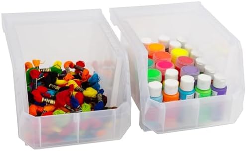 ReadySpace Medium-Tall Stackable Plastic Storage Bins, 4-Pack, Clear