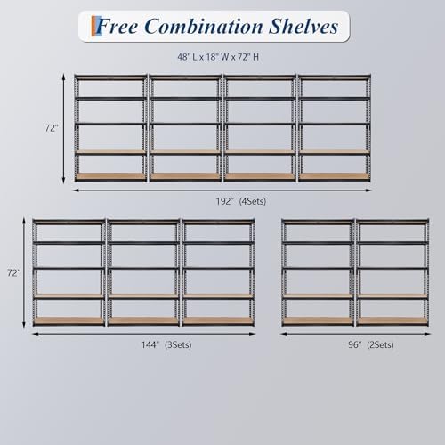 Heavy Duty Garage Storage Shelves, 5-Tier Adjustable Metal Shelving Unit