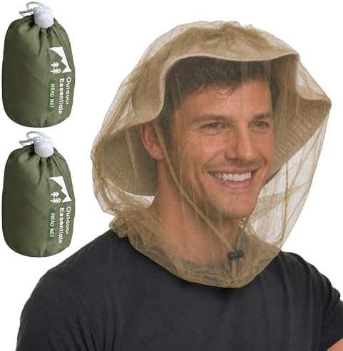 Mosquito Head Net Mesh Face Cover – Bug Face Netting Protection Against Gnats, Midges, Black Flies – Head Net for Men & Women, Hunting, Fishing, Camping, Gardening – No-See-Um Insect Netting