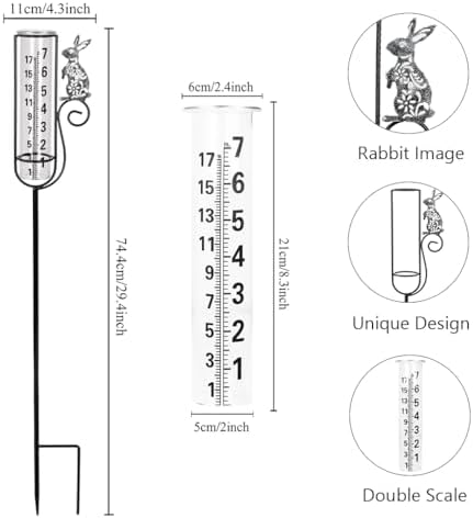 Stargarden Rain Gauge Outdoor, Rabbit Rain Gauge with Metal Stake