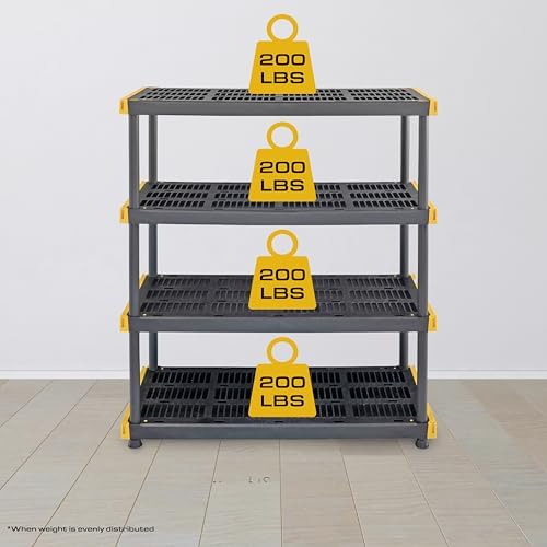 CX 4-Tier Heavy Duty Plastic Storage Shelves for Garage Organization