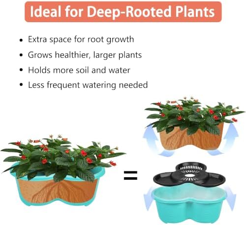 VECELO 5 Tier Vertical Garden Planter, Self Watering Stackable Planters with Wheels for Strawberries, Herbs, Flowers, Vegetables, Multicolor