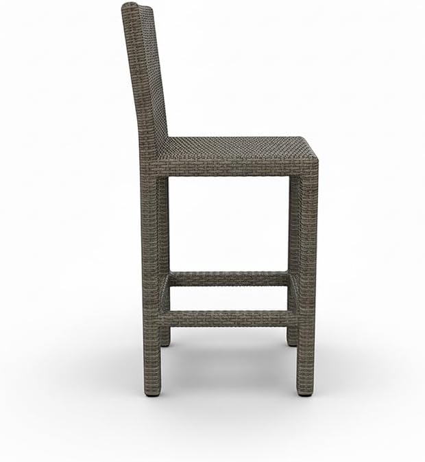 Covers & All Universal 30" Armless Bar Stools, 8 mm Oyster Flat Wicker Patio Furniture Designed for Deck and Garden Dining and Durable Outdoor Furniture for Poolside Bar (22" L x 18" W x 47" H)