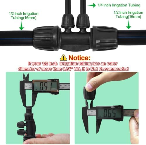 1/2 Inch To 1/4 Drip Irrigation Fittings - 8 Pack Drip Line Irrigation 1/2'' to 1/4'' Barbed Tee Adapter Anti-Drop Lock Nut Barbed Reducer 4 Way Connectors for Drip Irrigation System