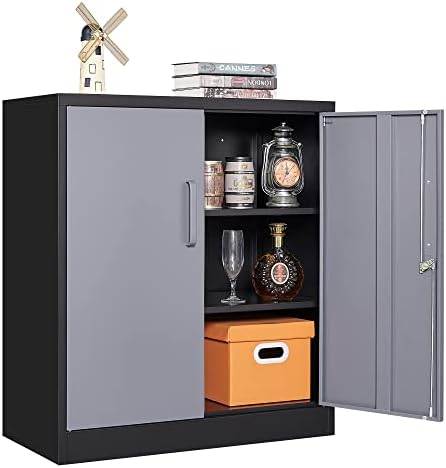 Letaya Metal Storage Cabinets with Lock Door and Shelves, Steel Garage Tool Cabinets for Home,Office, Warehouse,Lockers (36“-Black&Gray)
