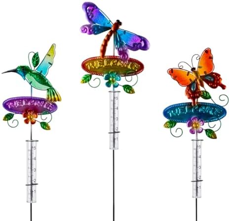 3 Pcs Rain Gauge Outdoor, 5 Inch Tube Rain Gauge with Welcome Sign