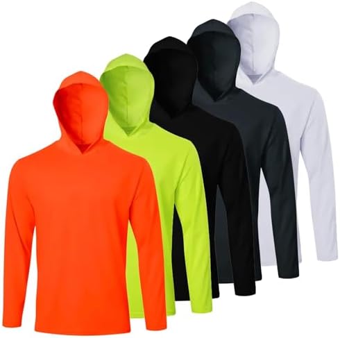 LeeHanTon Men's Sun Shirts Sun Protection Hoodie Shirt UPF 50+ Long Sleeve Work Athletic Shirt with Hooded for Fishing Hiking
