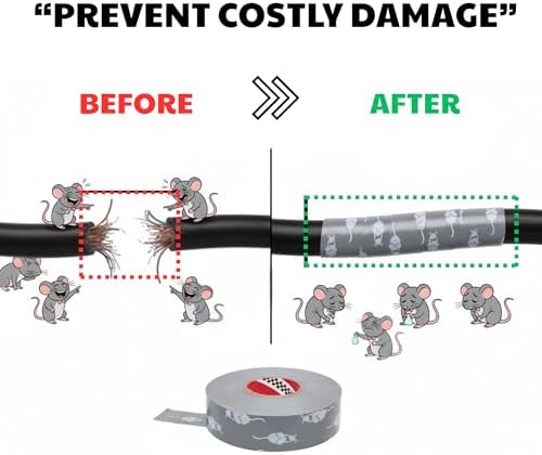 Rodent Anti-Chew Deterrent Tape – Replacement for Honda Rodent Tape OEM 4019-2317 Japanese-Engineered Capsicum-Infused Barrier for Automotive, Marine, Industrial Wire Harness Protection 3/4 in x 65 ft