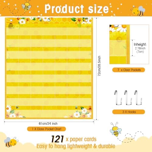 Sinload Classroom Calendar Pocket Chart Yellow, Bee