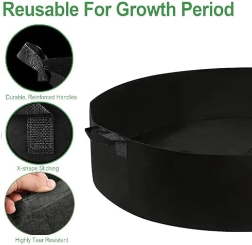 ZtohPyo 2-Pack 15 Gallon Grow Bags,Round Fabric Raised Garden Beds with 2 Handles,Durable Garden Planter Cloth Pots Container to Grow Vegetables for Outdoor Plants