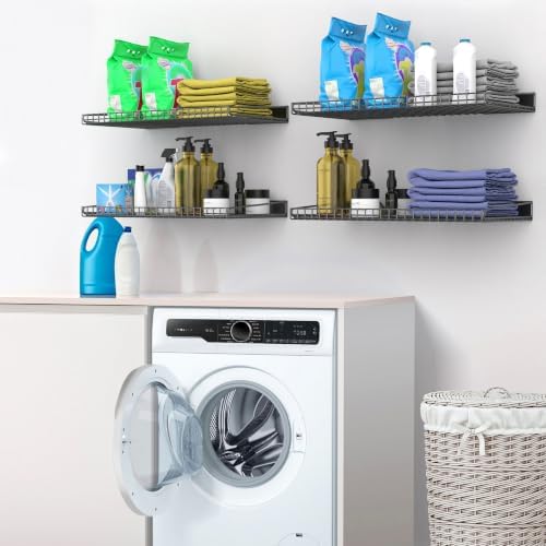 Ultrawall Wall Mounted Storage Shelf for Garage, 4 Pack Metal Shelf Rack