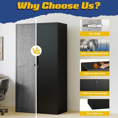 Metal Garage Storage Cabinet, 72" Steel Tool Cabinets with Lock