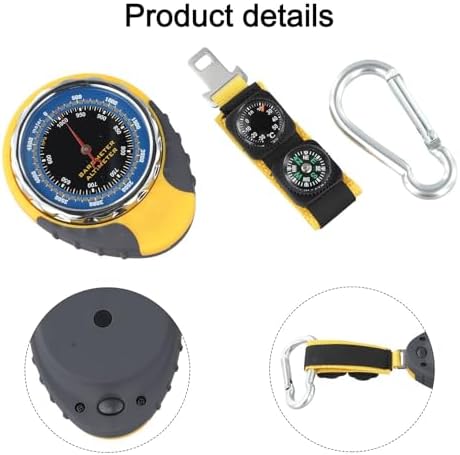 4-in-1 Outdoor Altimeter Barometer Thermometer Weather Forecast Device Altitude Measurement Tool Temperature Meter Mountain Climbing Hiking Wilderness Navigation Equipment Yellow